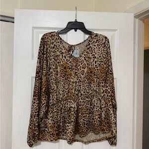 NWT Cheetah Print Blouse Size 2X
